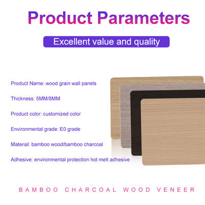 Bamboo Charcoal Wood Veneer 1220*2440*5/8mm Flame Retardant Bamboo Charcoal Wood Eco-Friendly Wood Grain Wall Panel Interior Decorative Panels For Home And Hotel