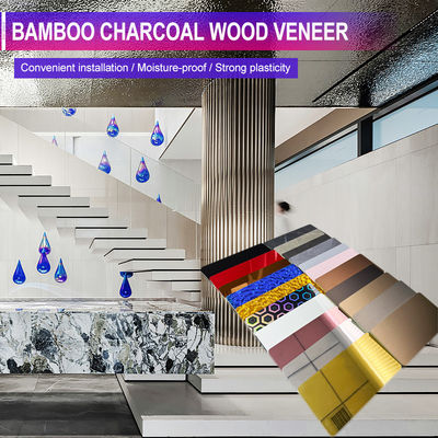 Bamboo Charcoal Wood Veneer 1220*2440*5/8mm Flame Retardant Bamboo Charcoal Wood Eco-Friendly Bamboo Charcoal Wood Metal Board For Home And Hotel Decoration