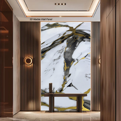 Factory Price 1220*2440*5/8mm Waterproof And Flame Retardant Bendable Bamboo Charcoal Wood Veneer PVC Eco-Friendly High Gloss Marble Wood Veneer For Background Wall