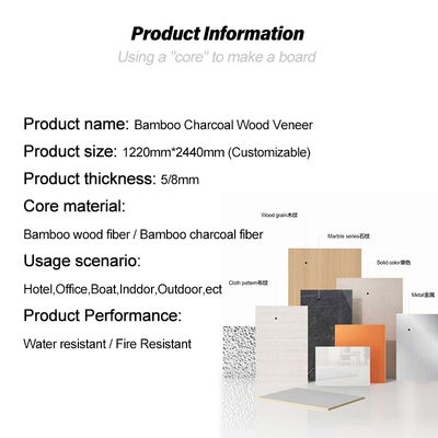 New Color PET High Gloss Marble Wall Panel Bamboo Charcoal Wood Veneer Interior Decorative Panel For Commercial Space