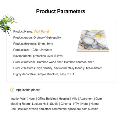 High Quantity Background Board Bamboo Charcoal Wood Veneer Marble Wall Panel Marble Look Wall Paneling