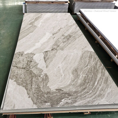 Fireproof Moisture-proof Bamboo Charcoal Wood Veneer PVC Marble Wall Panel with E0 Grade Formaldehyde Emission for Indoor and Commercial Spaces