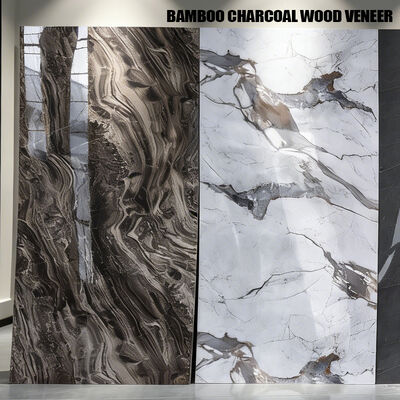 PVC Marble Sheet PET Wall Panel Bamboo Charcoal Wood Veneer For Home TV Background Living Room