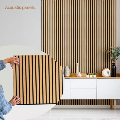 MDF Polyester Fiber Wood Slat Absorbing Soundproof Plate For Home Studio Piano Room