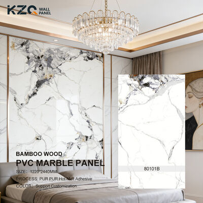 Bamboo Wood Fiber PVC Marble Wallboard WPC Interior Decoration Wall Panel For Hotel