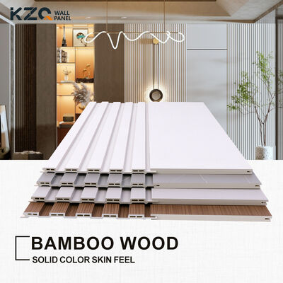 Factory Wholesale 8mm Solid Color Skin Feel WPC Interior Decor Bamboo Wood Fiber Wall Panel