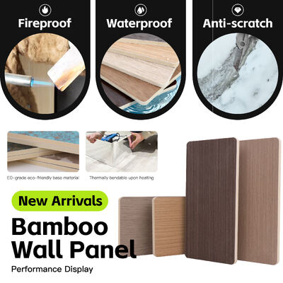 In Stock Fireproof Wood Grain Pvc Wall Panel Bamboo Wall Panel Design for Hotel Renovation Projects