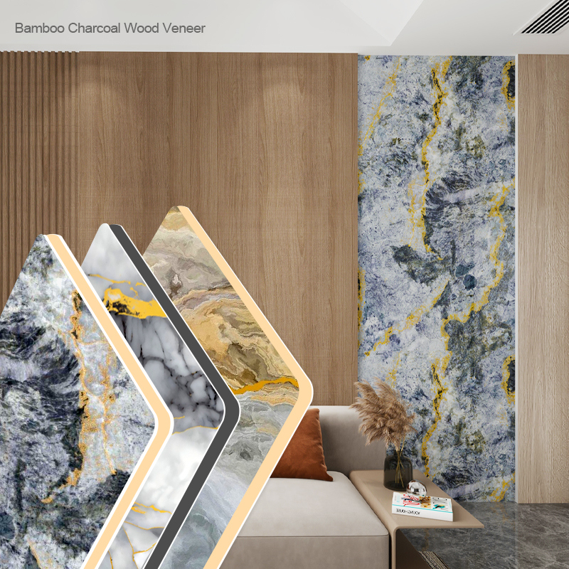 Factory Wholesale Modern Villa Bedroom Decorative Wall Metal Panels Interior Carbon Crystal Plate Bamboo Charcoal Wood Veneer
