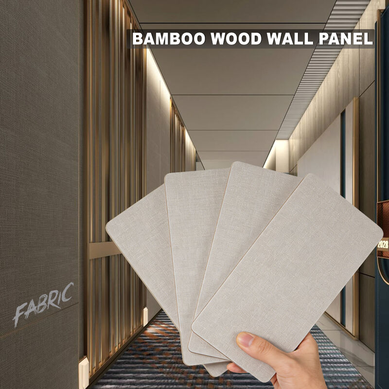 OEM Factory Fabric Wall Panel Bamboo Charcoal Wood Veneer PVC Waterproof Wall Board