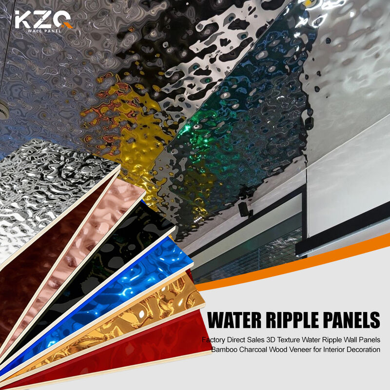 Water Ripple Wall Panel Bamboo Charcoal Wood Veneer WPC Decoration For Home Hotel