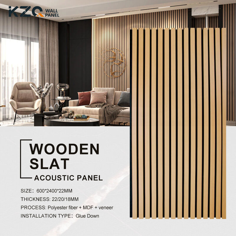 Hot Selling Wooden Slat Acoustic Panel MDF+Polyester Fiber Sound Proofing Panels