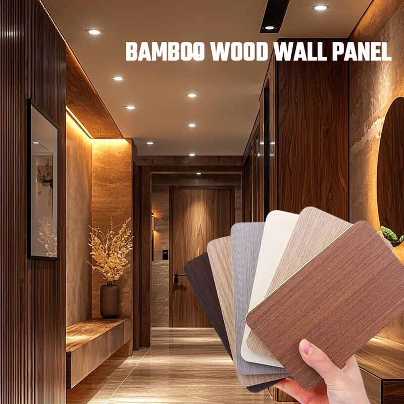 1200*2440 Wood Grain Wall Panel Indoor Decoration Board Bamboo Fiber Wall Panel For Hotel