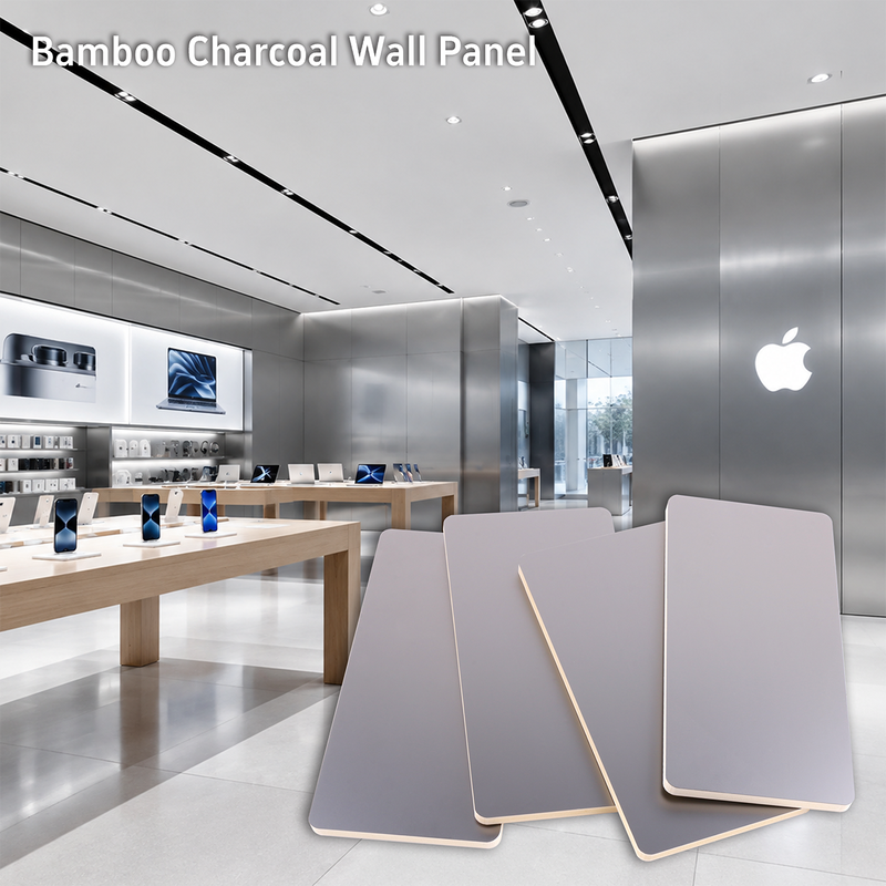 Factory Wholesale Bamboo Charcoal Wood Veneer Apple Store Style Decorative Metal Wall Panels
