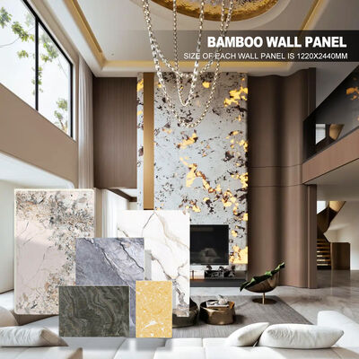 Vente à chaud en bambou charbon de bois placage PVC panneau mural en marbre revêtement murale en WPC pour la décoration intérieure des murs