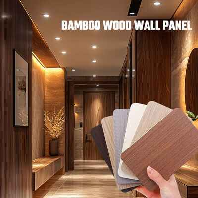 Panneau mural imitation bois 1200*2440 pour décoration intérieure, panneau mural en fibre de bambou pour hôtel