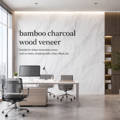 Panneau mural en pvc en marbre en bambou en charbon de bois en placage intérieur décoratif pour bureau