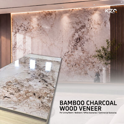 Placage en bois de charbon de bois de bambou de panneau de mur de marbre 3D pour la décoration d'hôtel