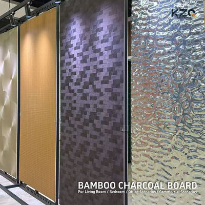 Panneau mural ondulé à l'eau en bambou charbon d'intérieur décoratif pour la conception intérieure de l'hôtel Villa